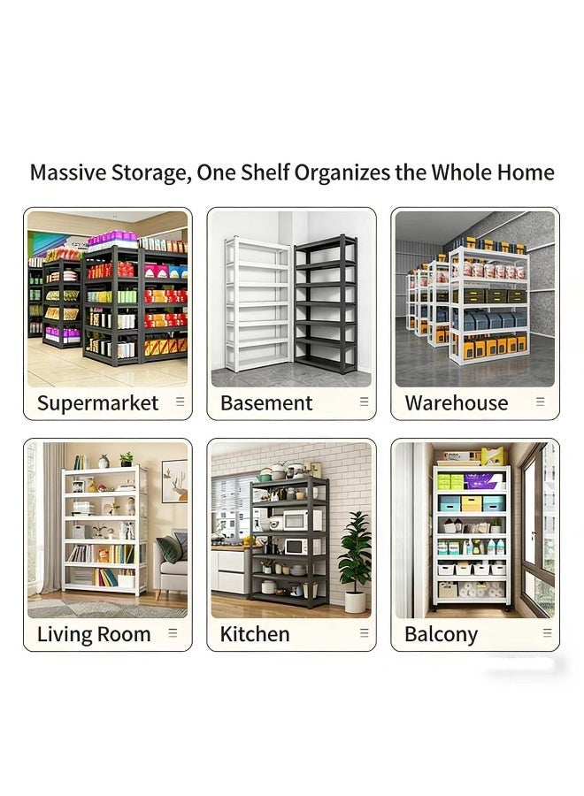 وحدة رفوف معدنية من 6 طوابق 183 × 120 × 40 سم، رف تخزين قابل للتعديل مع سعة تحميل عالية، أرفف مرآب شديدة التحمل للطابق السفلي والمطبخ والمخزن وغرفة المعيشة والمستودع، أسود - Image 5